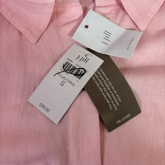 NWT J Jill Linen Blend Pink and Orange Button Down Shirt - Picture 10 of 10